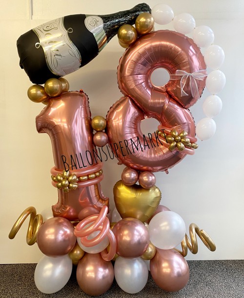 Geschenk zum 18. Geburtstag: Ballondekoration mit Sekt